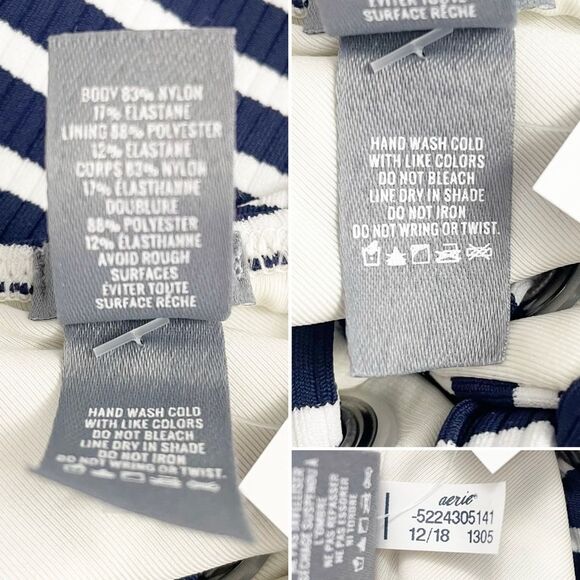 NWT Aerie Lace-Up One Piece Swimsuit Navy & White Stripes Size Small Long NEW - Picture 10 of 12